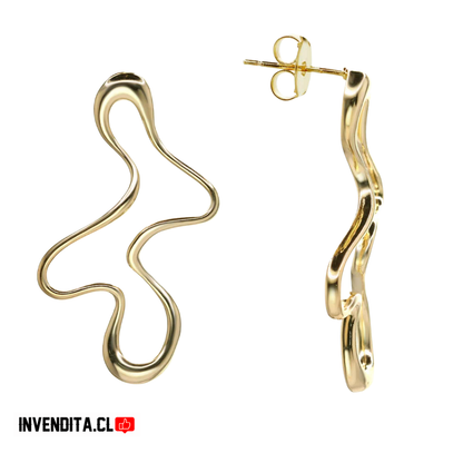 Aros enchapados en oro diseño irregular textura lisa