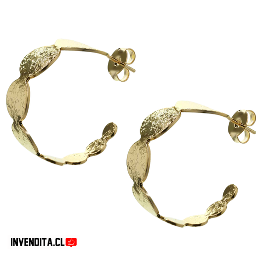 Aros enchapados en oro argollas diseño placas texturizadas