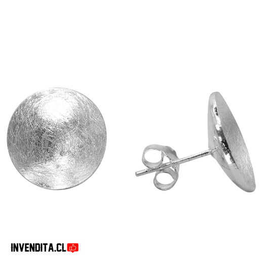 Aros de plata 925 botones hundidos satinados
