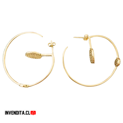 Aros enchapados en oro argollas grandes con doble detalle de circonio
