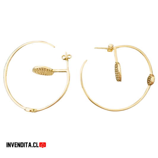 Aros enchapados en oro argollas grandes con doble detalle de circonio