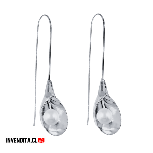 Aros de plata 925 pendientes de aguja en forma de flor con perla