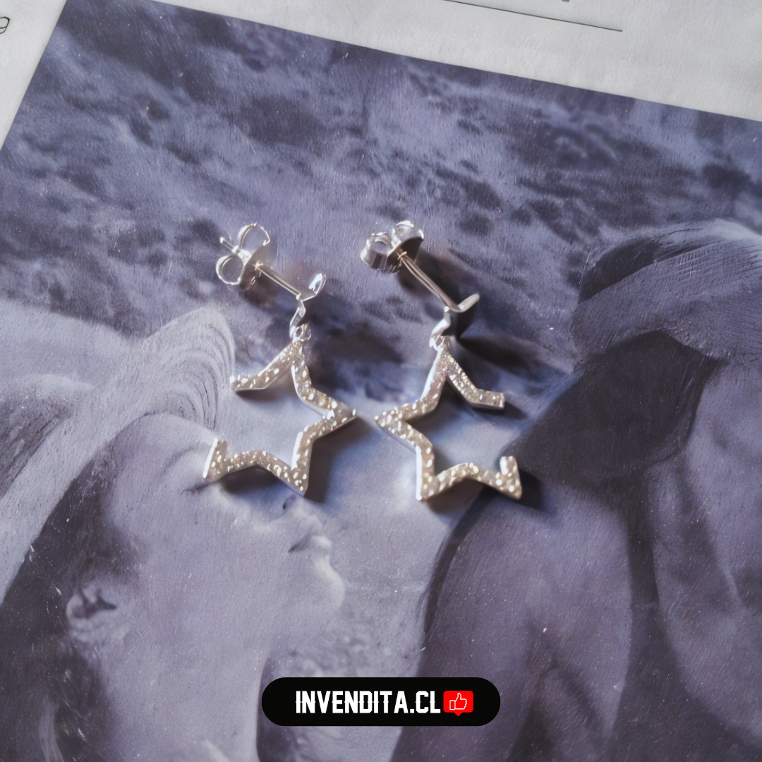 Aros de plata 925 estrellas con circones