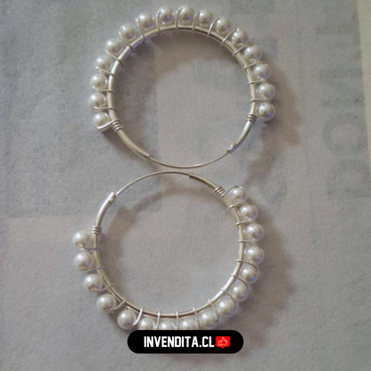 Aros de plata 925 argollas con perlitas
