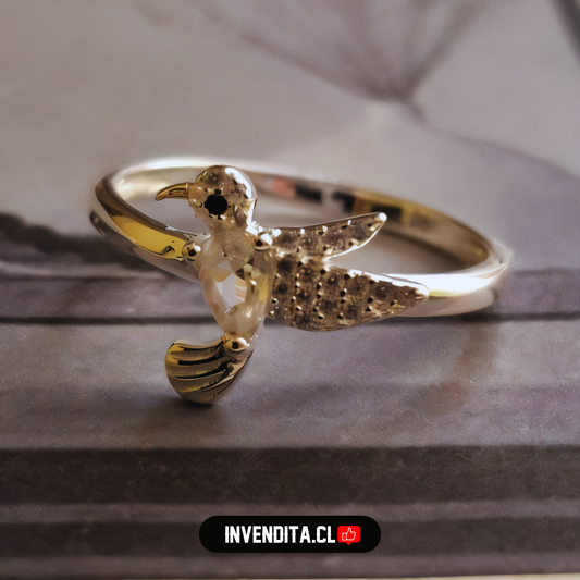 Anillo de plata 925 colibrí de circón