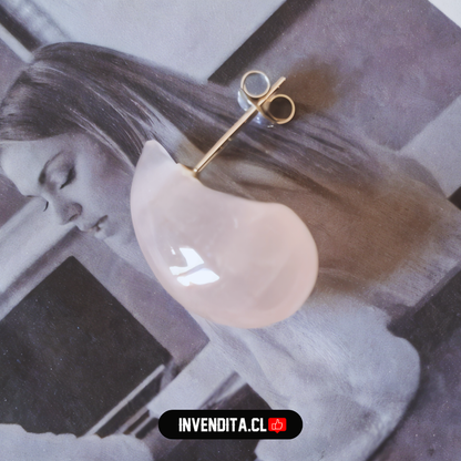 Aros de plata 925 gota chunky cuarzo rosa
