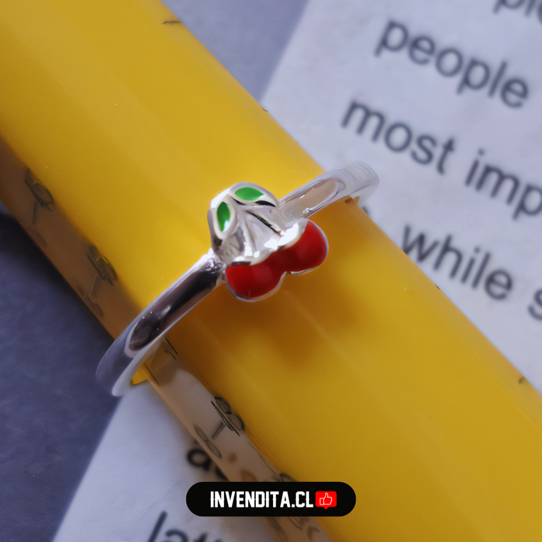 Anillo de plata 925 MIDI cereza esmaltada