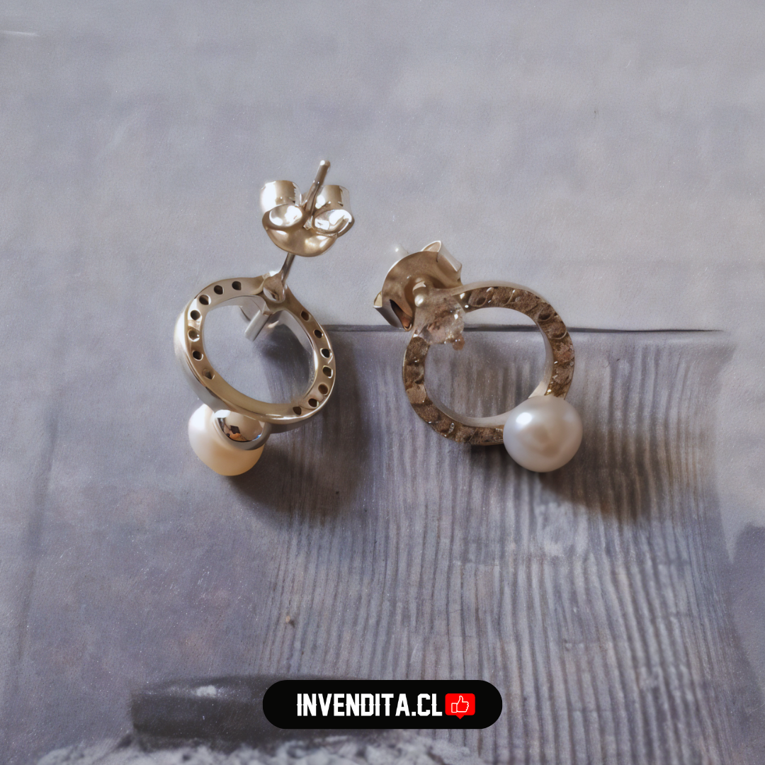 Aros de Plata 925 circulo con circones y perla