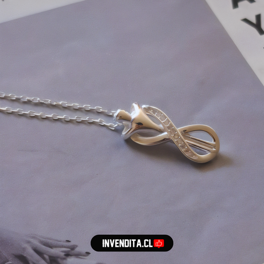 Collar de plata 925 diseño abrazo y símbolo infinito