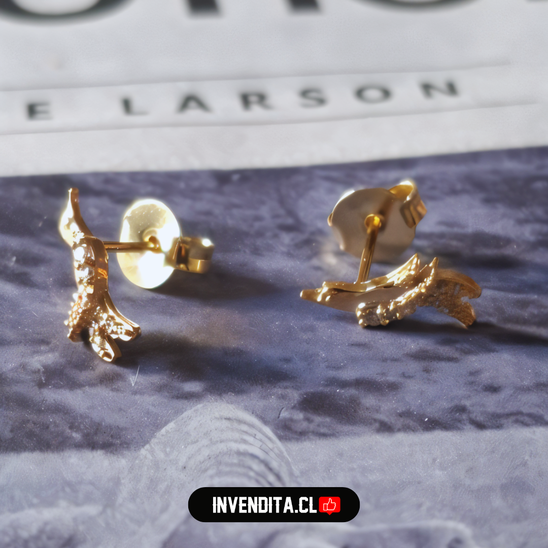 Aros enchapados en oro golondrina con circones