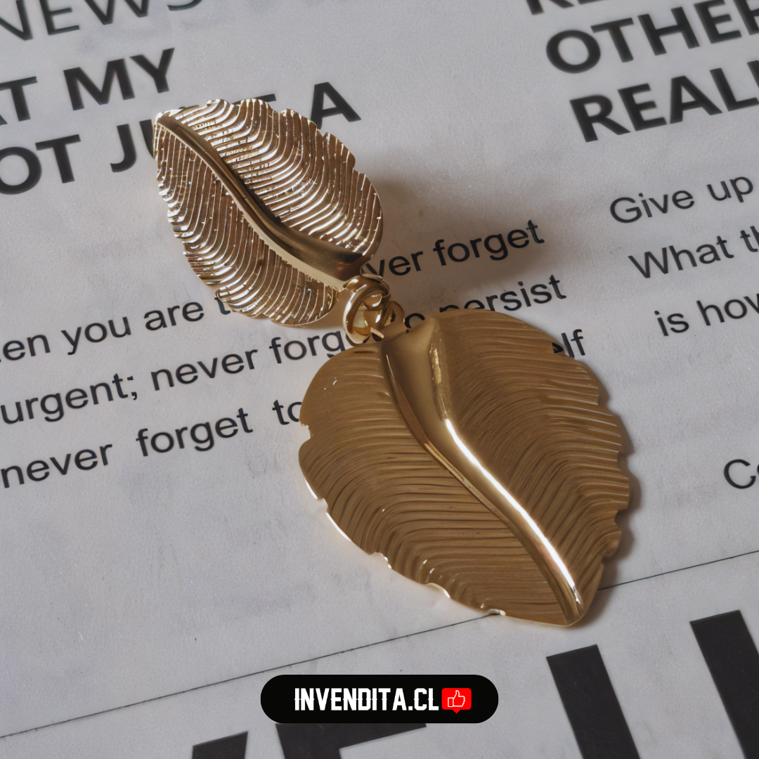 Aros enchapados en oro diseño placas de hojas