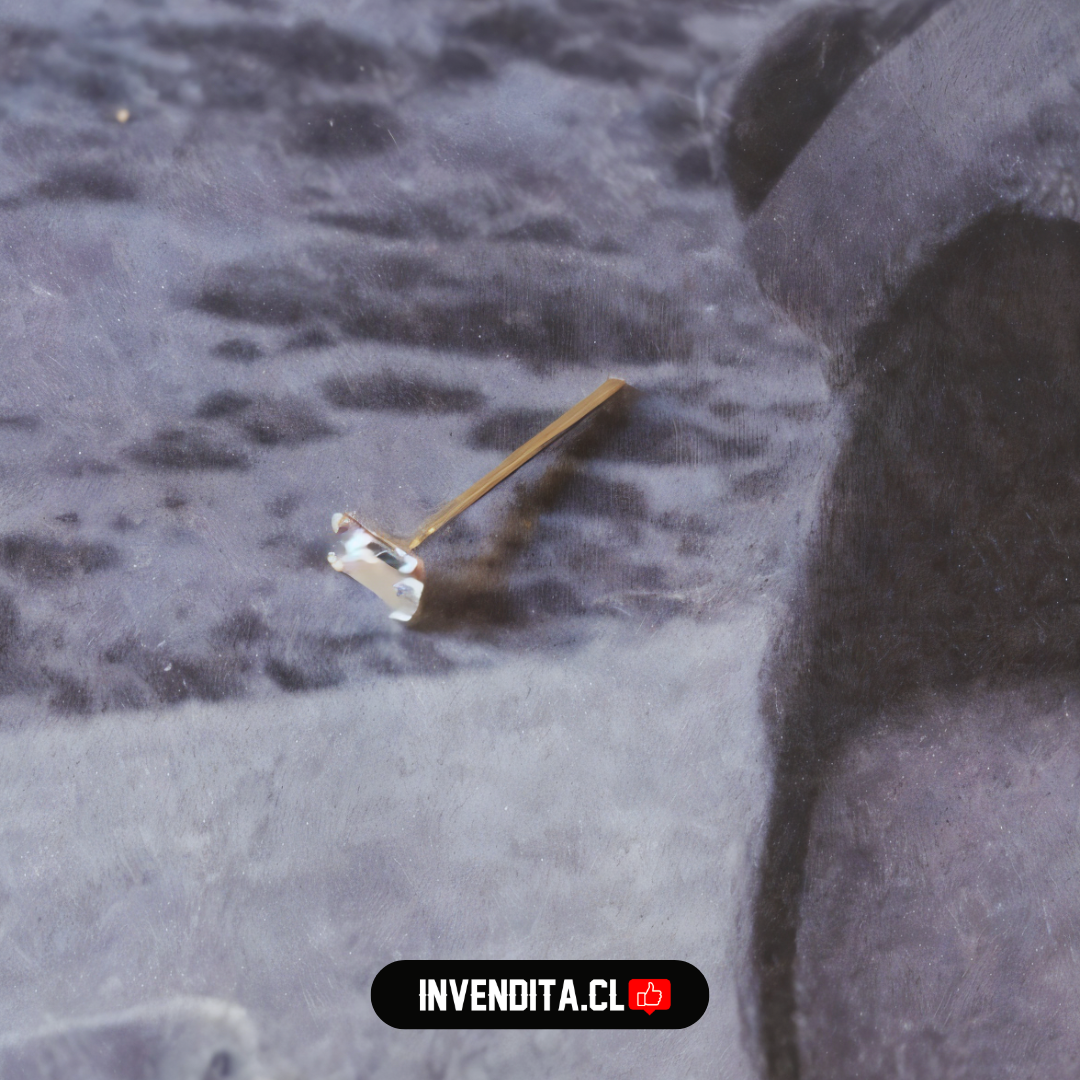 Aros de plata 925 piercing circón rectangular