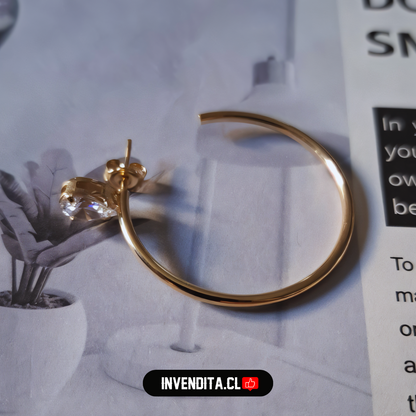 Aros enchapados en oro argollas con circón estilo lady