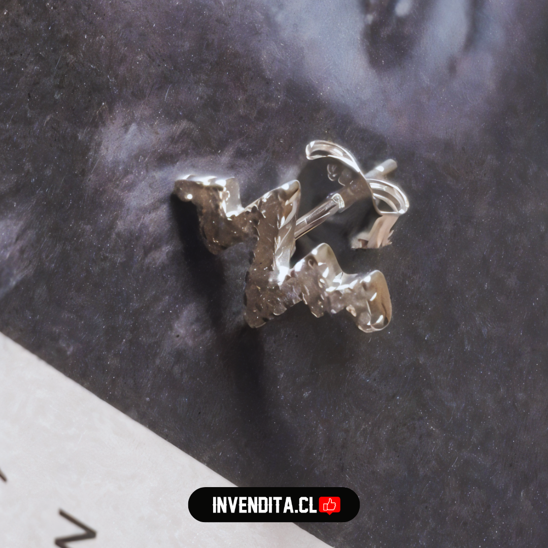 Aros de plata 925 pegado diseño cardiograma micro circón