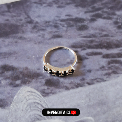 Aros de plata 925 piercing banda circones negros