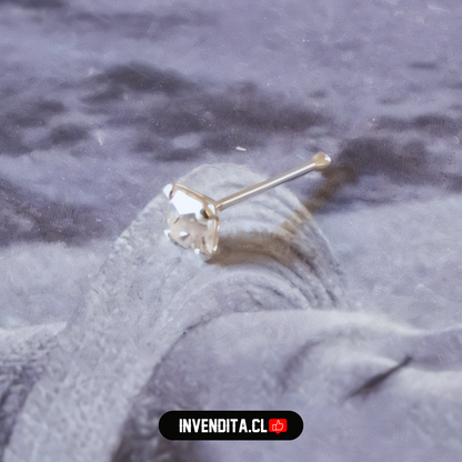 Aros de plata 925 piercing circón cuadrado