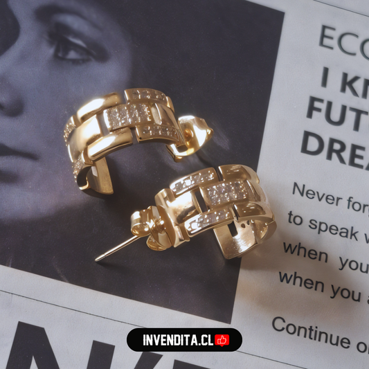 Aros enchapados en oro argolla semi abierta unión fragmentos lisos y circones