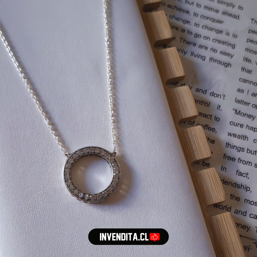 Collar de plata 925 circulo con circones