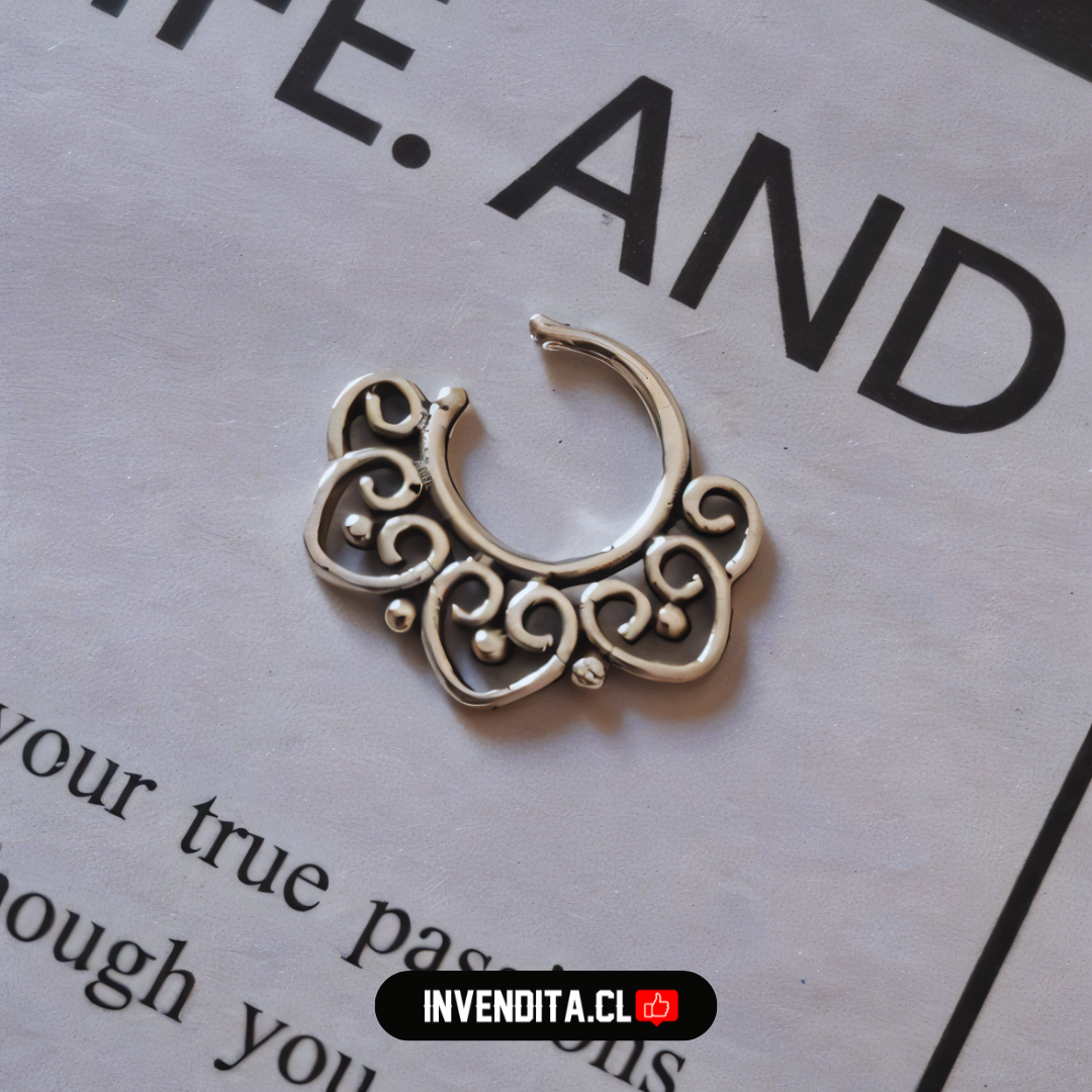 Aros de plata 925 piercing septum diseño corazones