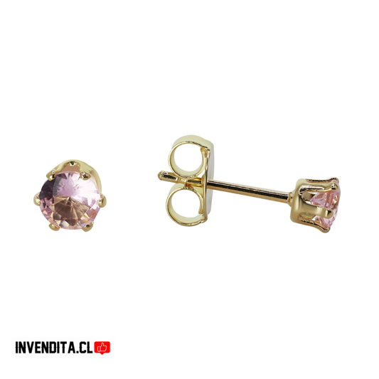 Aros enchapados en oro circones rosas