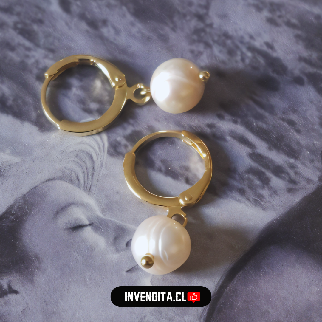 Aros enchapados en oro argollas con perlas planas de imitación