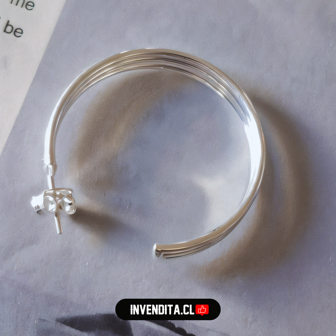Aros enchapados en plata diseño argollas triple banda lisa