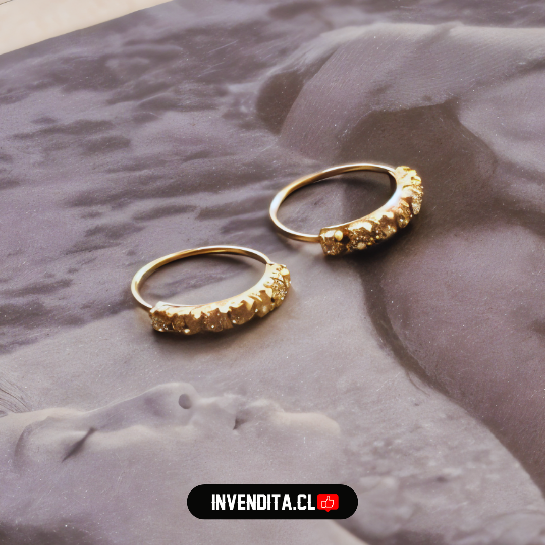 Aros de plata 925 piercing con circones bañados en oro