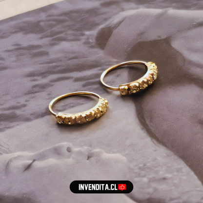 Aros de plata 925 piercing con circones bañados en oro