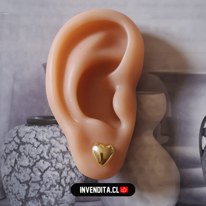 Aros enchapados en oro diseño corazón liso