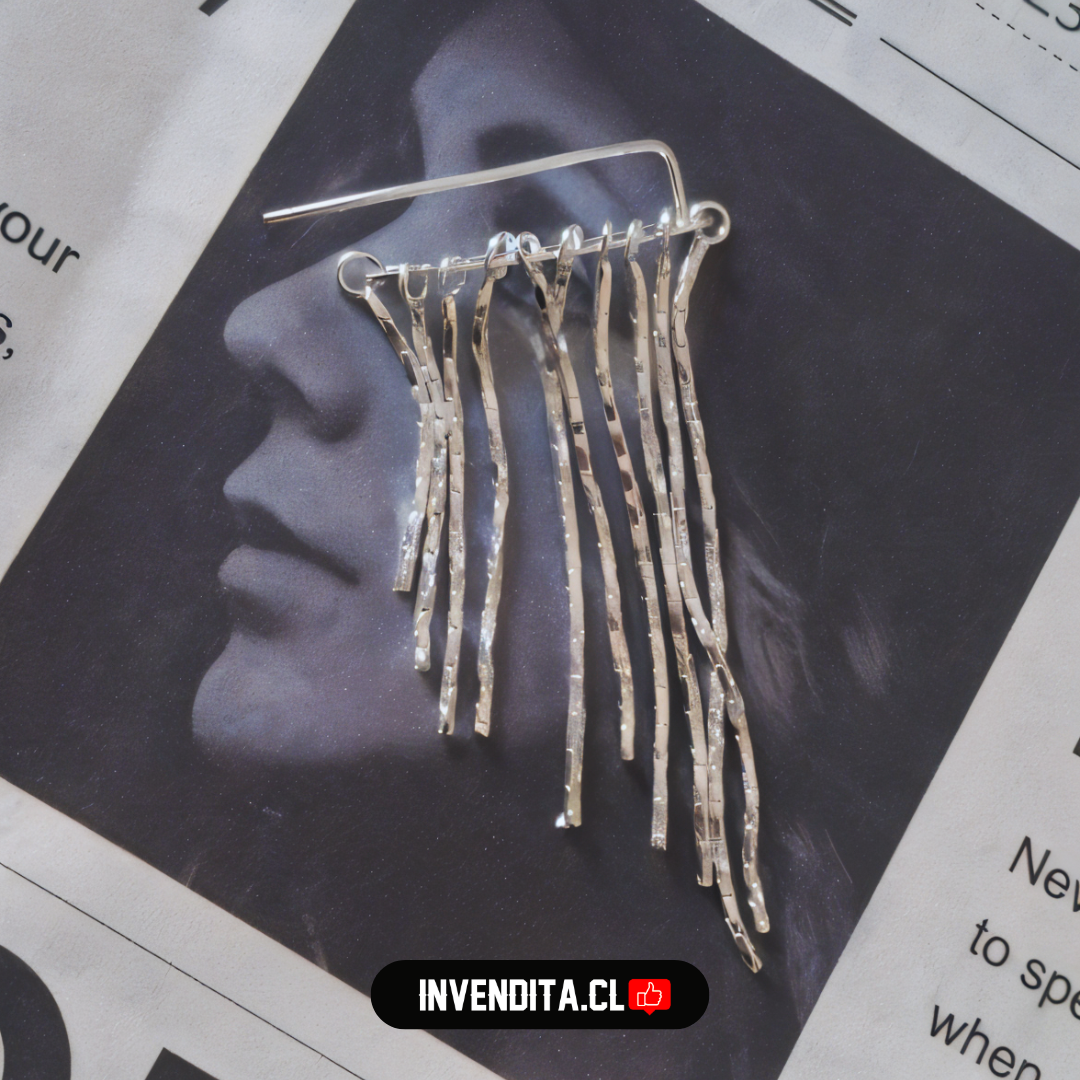 Aro de plata 925 estilo trepador con cadenas de diferentes tamaños