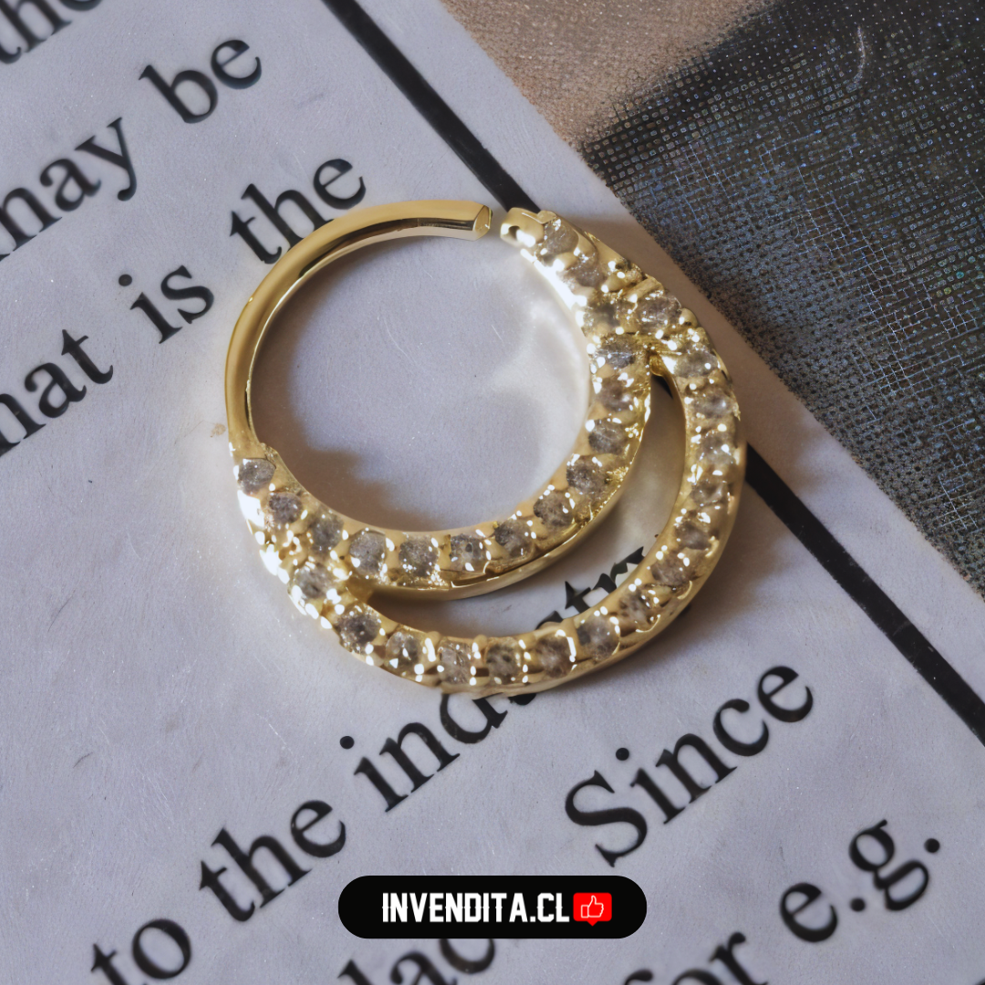 Aros enchapados en oro piercing septum con circones
