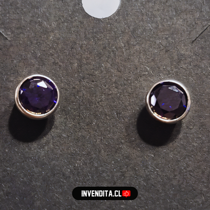 Aros de plata 925 circón morado