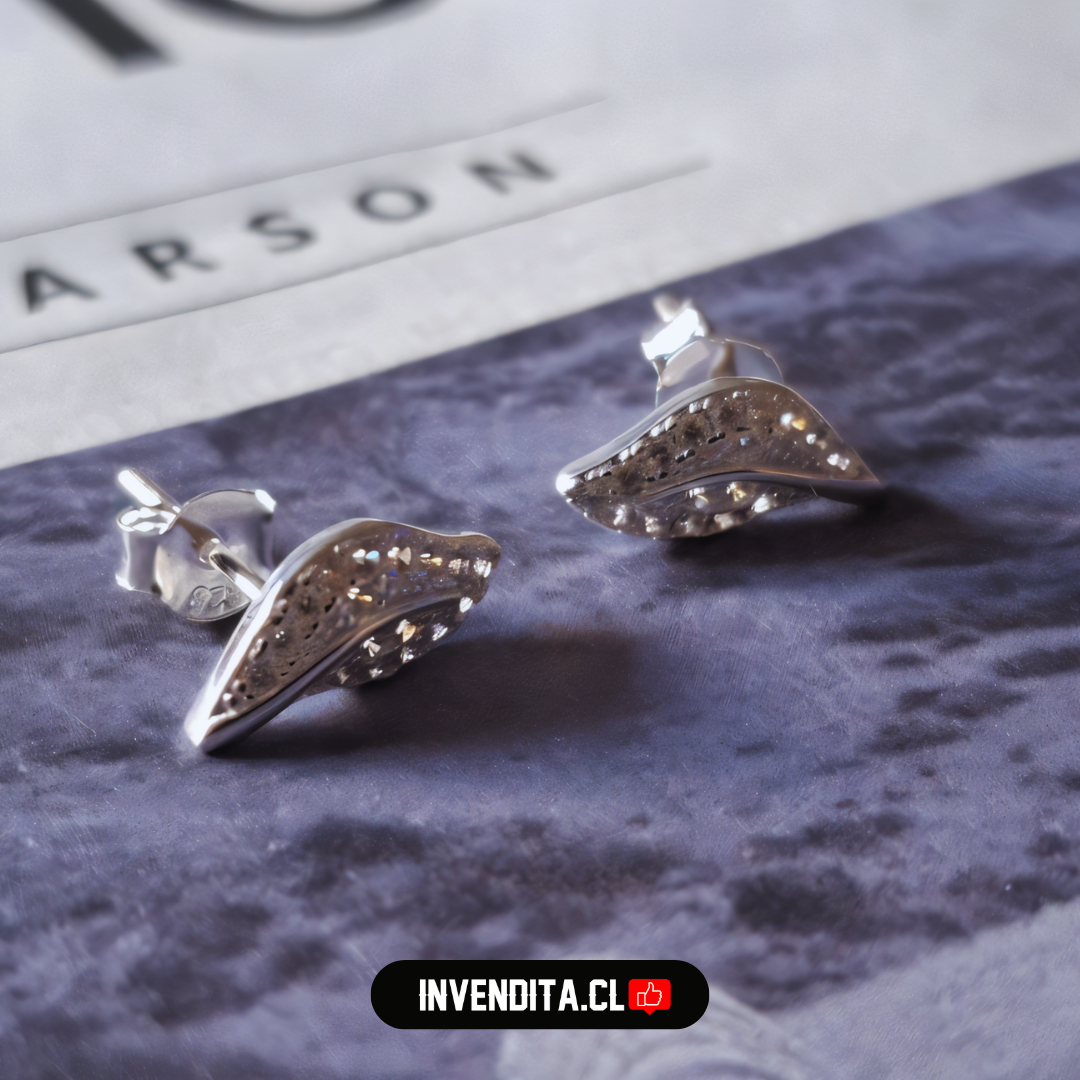 Aros de plata 925 pegado diseño hoja micro circones