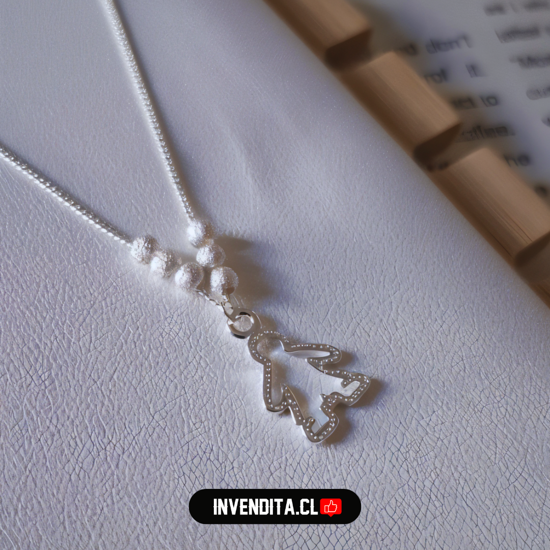 Collar de plata 925 figura niño con esferas satinadas