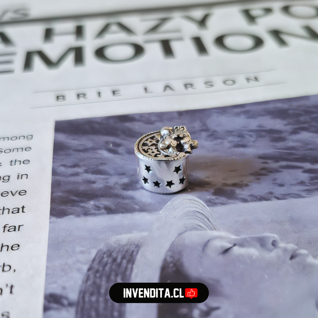 Charm estilo pandora Mickey & Minnie en la luna