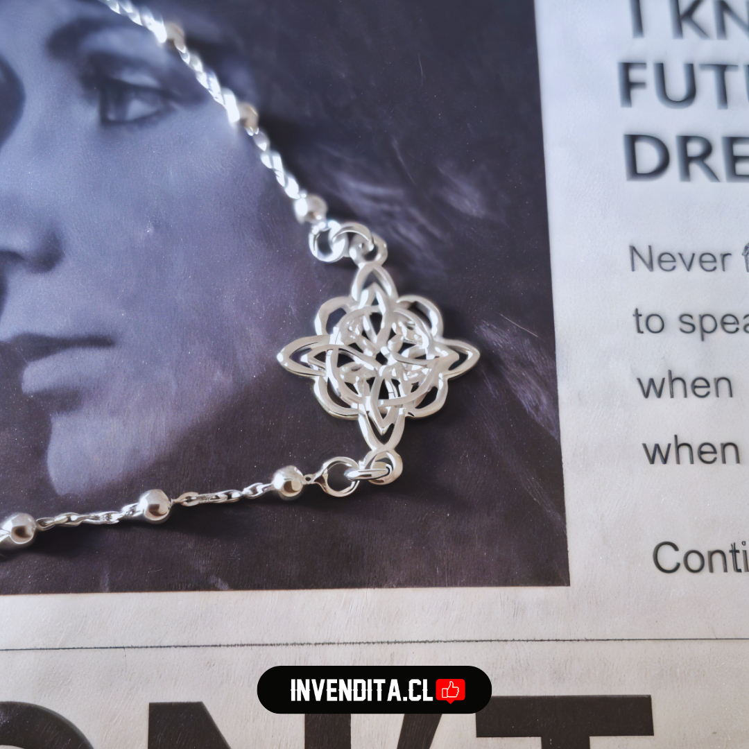 Pulsera de plata 925 nudo de brujas con esferas