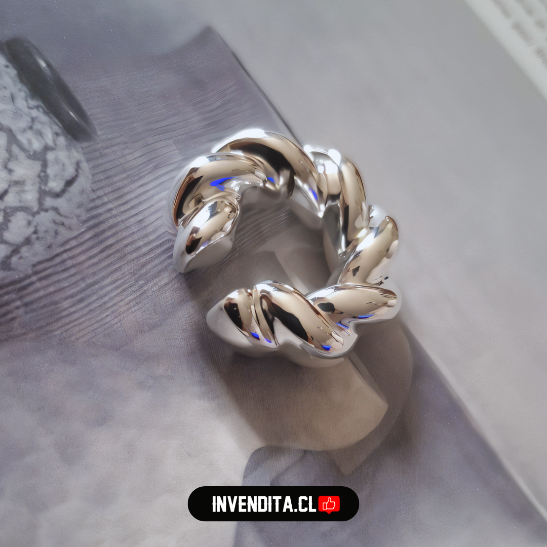 Aro enchapado en plata Cuff maxi diseño anudado