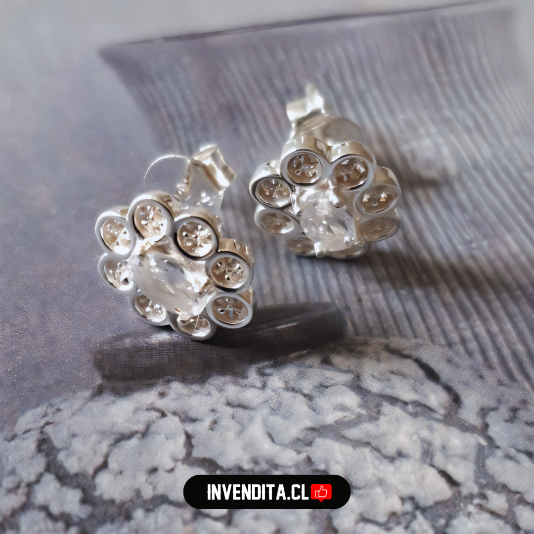 Aros de plata 925 estilo lady con circón central