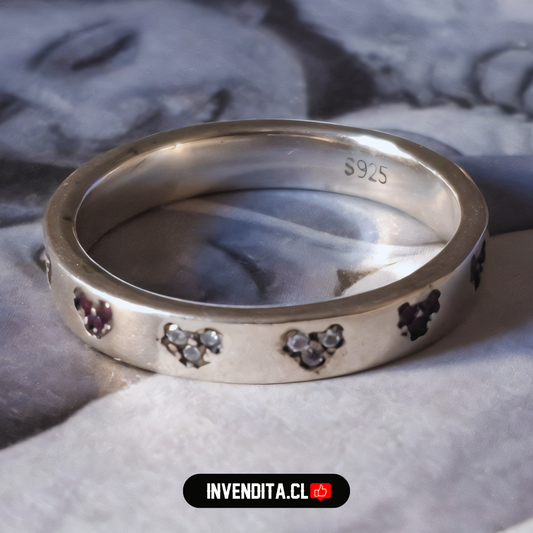 Anillo de plata 925 estilo banda con circones de colores