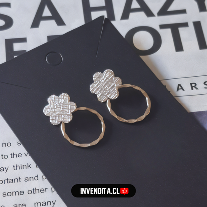 Aros de plata 925 flores texturizadas