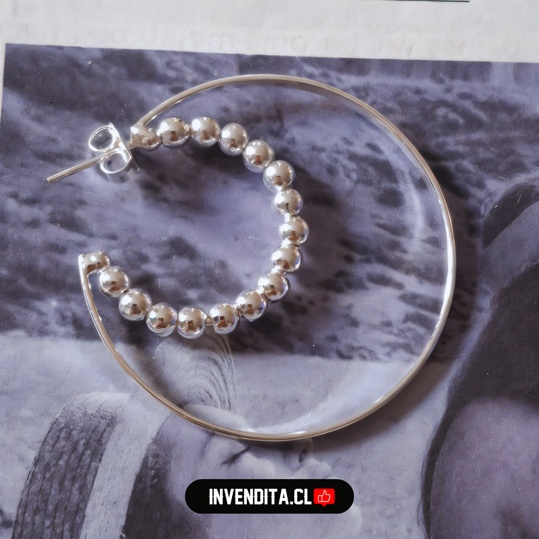 Aros de plata 925 luna formada por esferas