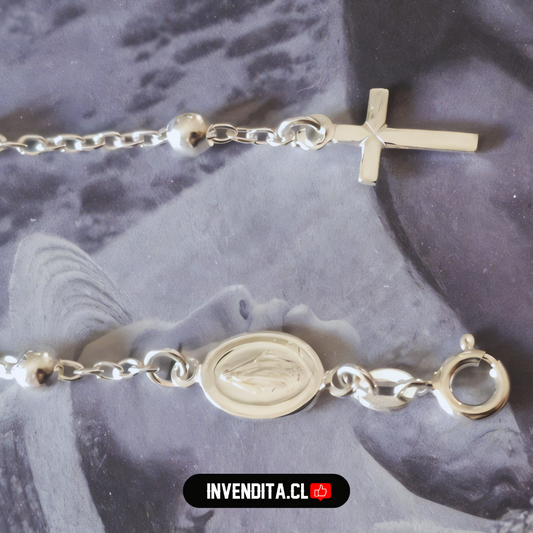 Pulsera de Plata 925 denario de la virgen de los rayos milagrosa