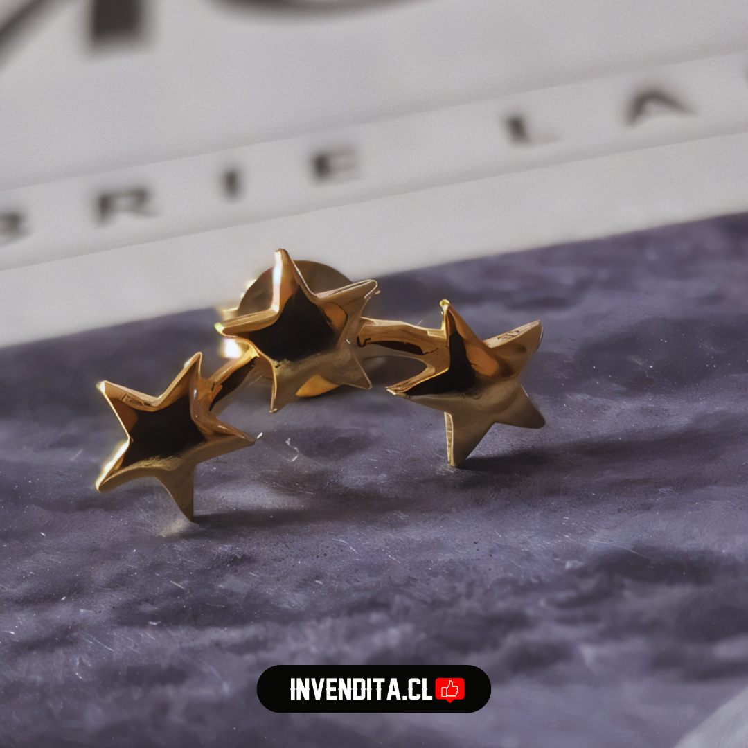 Aros de plata 925 trío de estrellas bañadas en oro