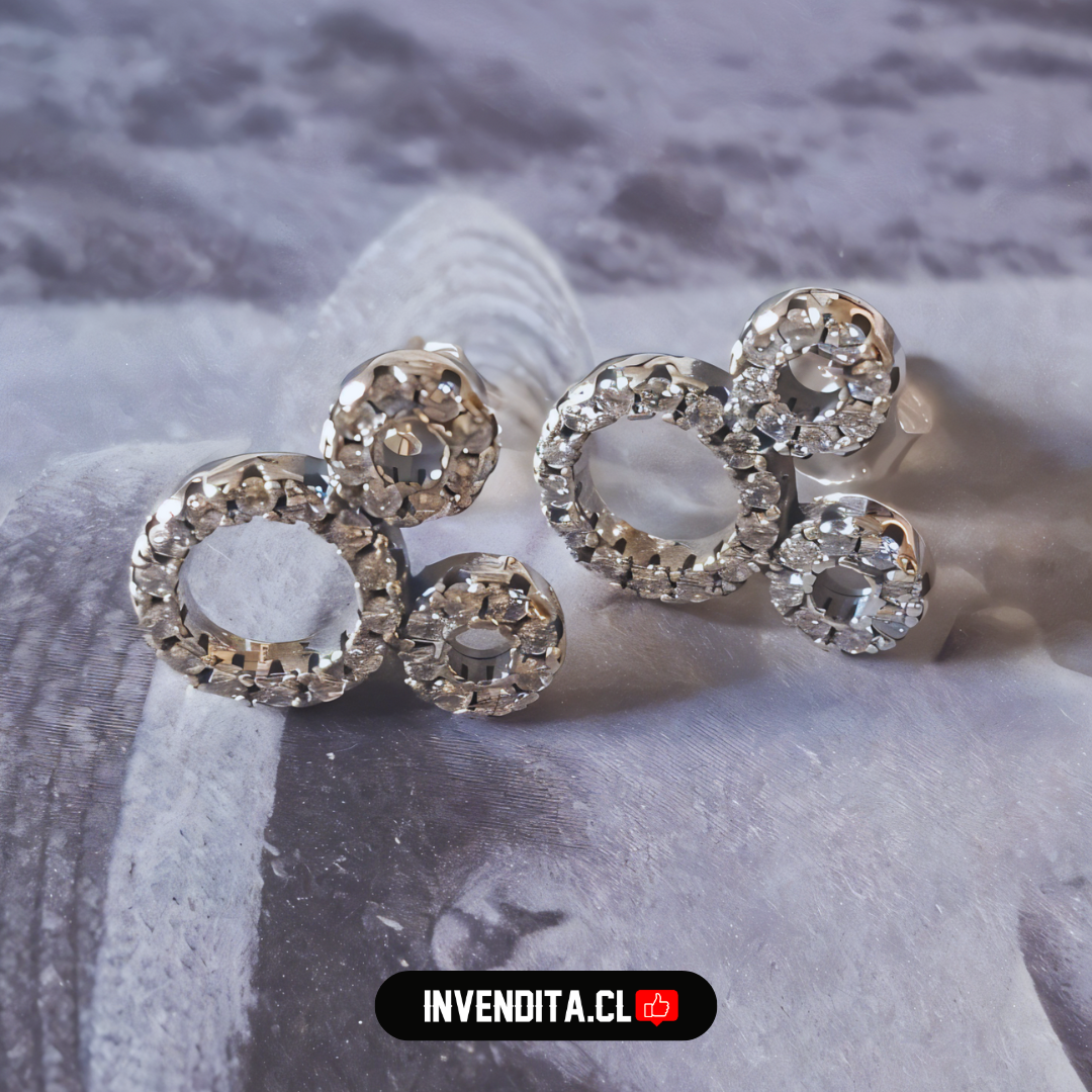 Aros de plata 925 estilo Mickey Mouse con circones