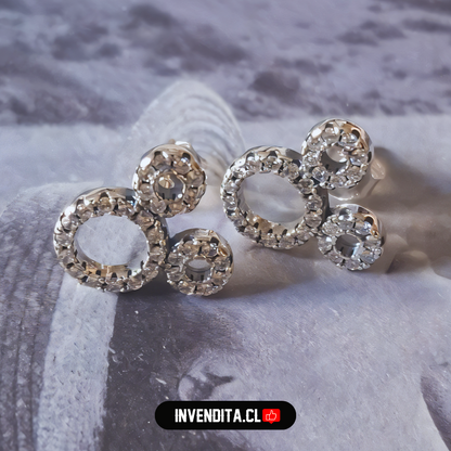 Aros de plata 925 estilo Mickey Mouse con circones