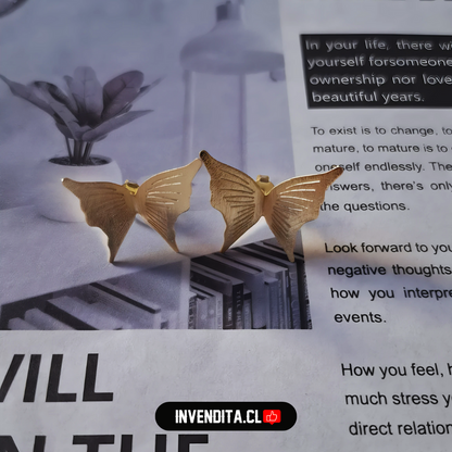 Aros enchapados en oro mariposas satinadas