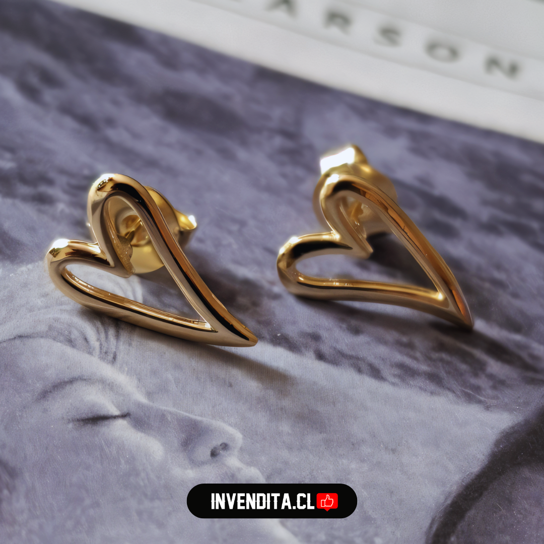 Aros enchapados en oro figura corazón
