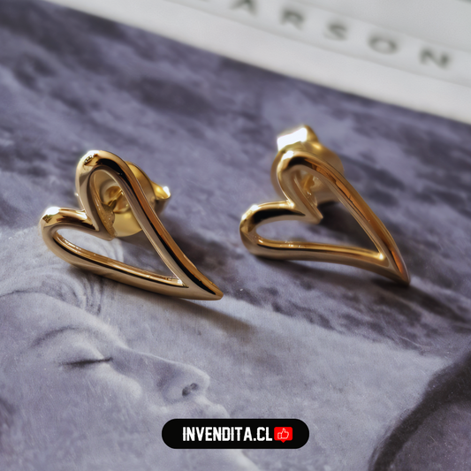 Aros enchapados en oro figura corazón