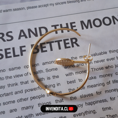 Aros enchapados en oro argollas grandes con doble detalle de circonio