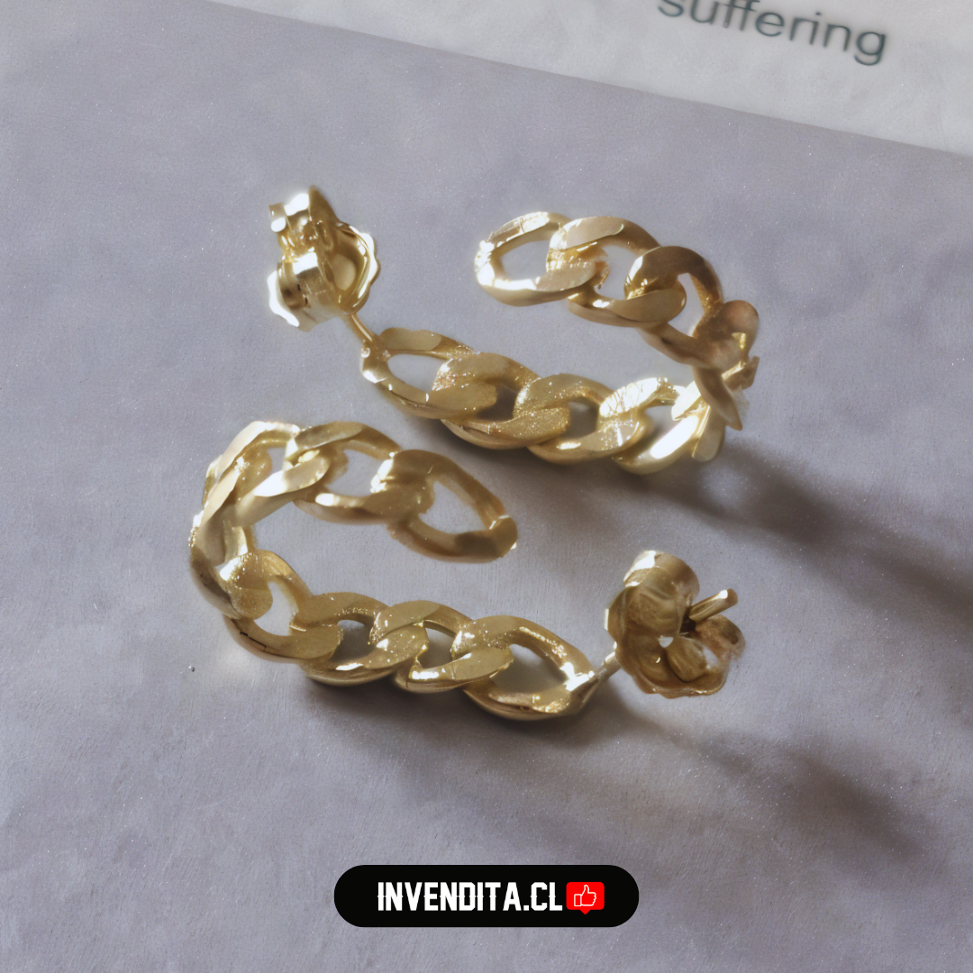 Aros enchapados en oro argollas estilo cadena